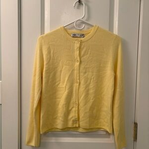 Zara Soft Yellow Cardigan Sweater